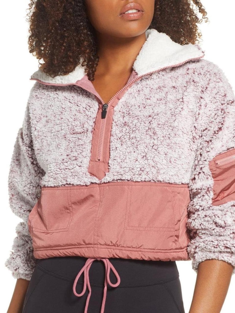 FP Movement by Free People Dusty Pink Sherpa Half-Zip Pullover